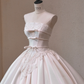 White satin tube top waist slim fit puffy skirt long dress bridal gown R5719