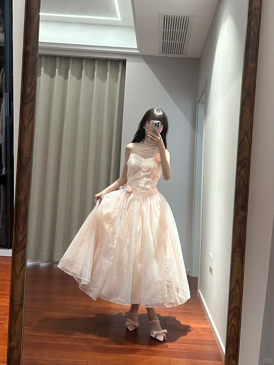 Light pink strapless fitted long ball gown, bridal dress R8849
