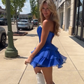 Blue tube top waist tutu skirt homecoming dress R5561