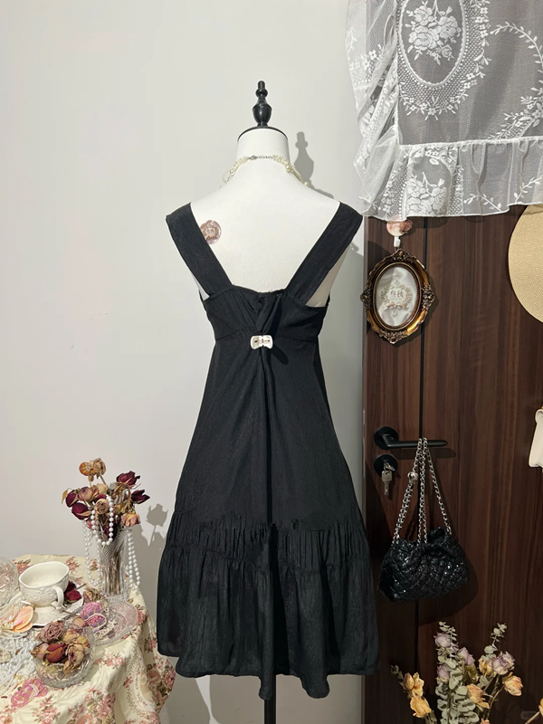 Black suspenders slim waist A-line cute sexy short skirt homecoming dress R4291