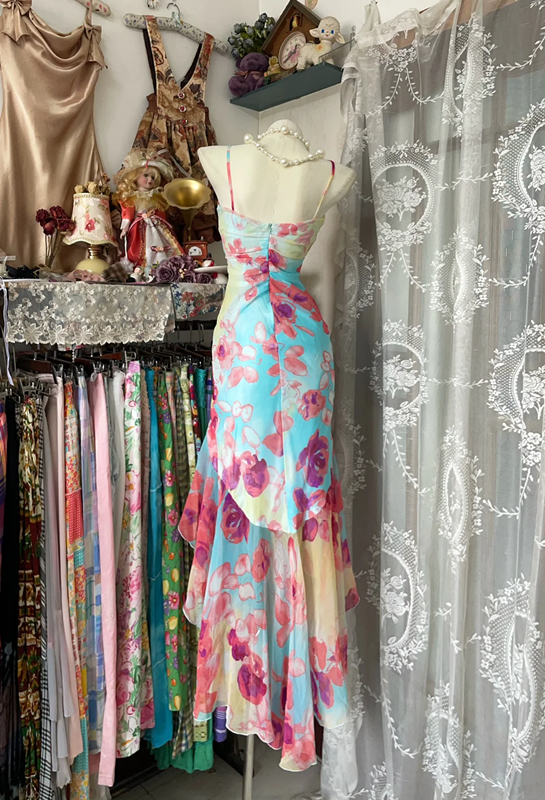Pink Floral Strapless Waist Slim Fit Sexy Maxi Ball Gown R6153