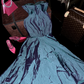 Gray-blue strapless fitted long ball gown R7031