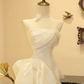 White strapless waist-cinching slim-fit short sexy prom dress R7939