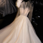 Light apricot-colored fitted, sexy long ball gown/bridal dress R8729