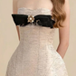 Light grey tube top bow design slim waist A-line skirt short skirt homecoming dress R4858