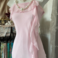 Pink halter-neck fitted midi dress, ball gown R6273