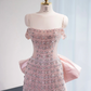 Light pink strapless fitted long ball gown, bridal dress R8969