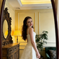 White halter-neck fitted elegant ball gown/bridal dress R8605
