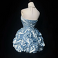 Blue tube top waist cute bud skirt short dress homecoming dress R4900