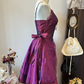 Dark purple suspenders, slim waist, slimming, A-line, charming short skirt, homecoming dress R4249