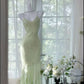Light green suspender waist slim elegant dress, prom dress R5363