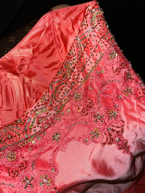 Pink strapless, fitted waist, flared skirt, fairy-like long ball gown R6952