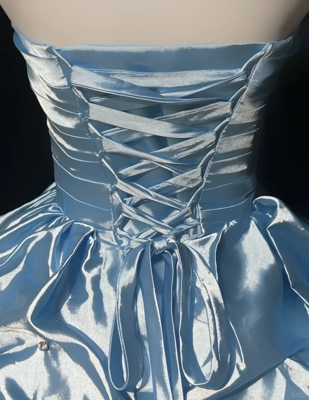 Blue tube top waist cute bud skirt short dress homecoming dress R4900