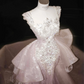 Light pink diamond suspenders waist hip-hugging fishtail sexy long skirt, prom dress R5642