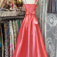 Pink satin halter-neck fitted A-line maxi dress, ball gown R6313