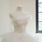 White strapless, fitted waist, full skirt, long ball gown, bridal dress R8508
