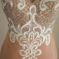 Light pink halter-neck embroidered fitted waist bodycon long ball gown R6713