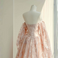 Pink tube top slim waist long skirt, prom dress R5678