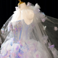 Light blue strapless, fitted waist, full skirt, long ball gown R8939
