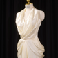 White halter-neck, fitted waist, long ball gown/bridal dress R8909