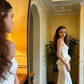 White strapless fitted long ball gown R8700