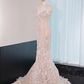 Light pink halter-neck fitted bodycon long ball gown, bridal dress R8999