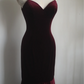 Dark red halter-neck, fitted, bodycon mermaid long ball gown, bridal dress R6831