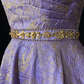 Purple pleated design strapless waist satin A-line skirt homecoming dress R4981