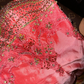 Pink strapless, fitted waist, flared skirt, fairy-like long ball gown R6952