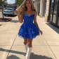 Blue tube top waist tutu skirt homecoming dress R5561