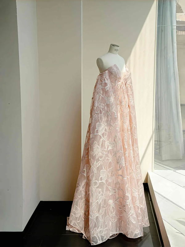 Pink tube top slim waist long skirt, prom dress R5678