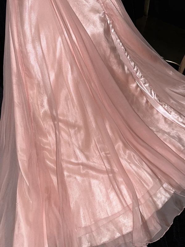 Light pink sleeveless fitted waist elegant long ball gown R6992