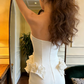 White strapless fitted long ball gown R8700