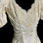 Apricot-colored, puff-sleeved, fitted, mid-length ball gown with a classic elegance R6673