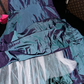 Gray-blue strapless fitted long ball gown R7031