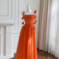Orange Strapless Sequined Waist Slim Maxi Homecoming Dress R5100