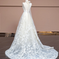 Off-white halter neck fitted waist long lace ball gown, elegant wedding dress R8331