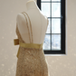 Gold V-neck fitted sequined long ball gown, perfect for a sexy bridal gown R8484