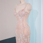Light pink halter-neck fitted bodycon long ball gown, bridal dress R8999