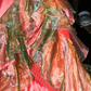 Pink strapless, fitted waist, flared skirt, fairy-like long ball gown R6952