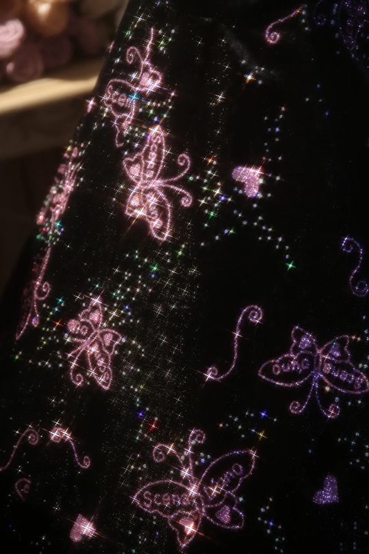 Black Spaghetti Strap Waist-Cinched Vintage Floral Puff-Skirt Ball Gown R7394