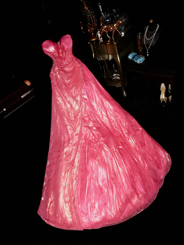 Pink strapless fitted waist elegant fairy long ball gown R6912