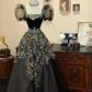 Black vintage patterned fitted long ball gown/bridal dress R7185