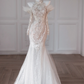 Apricot Diamond Halter Neck Slim Fit Hip Fishtail Maxi Bridal Dress R5835