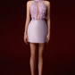 Purple halterneck sequined feather waist slim fit charming A-line short skirt homecoming dress R4573