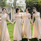 Light pink satin slim fit ball gown, bridesmaid dress R5993