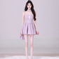 Purple suspender waist slim A-line short skirt homecoming dress R5243