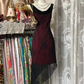 Dark red sleeveless fitted waist slim silhouette irregular hem midi ball gown R7819