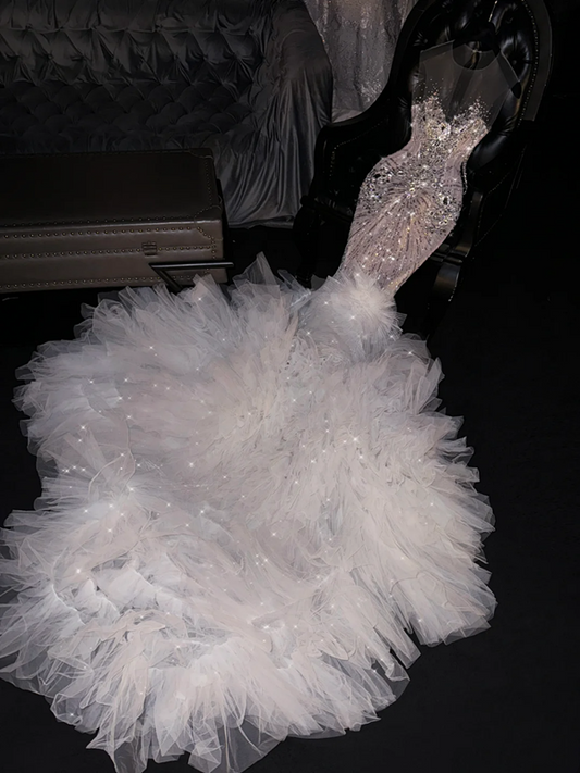 Light pink sleeveless fitted waist bodycon sexy long ball gown, bridal dress R8759