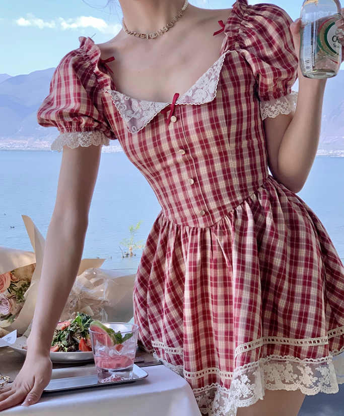 French Bow Lace Beach Resort Dress R4986